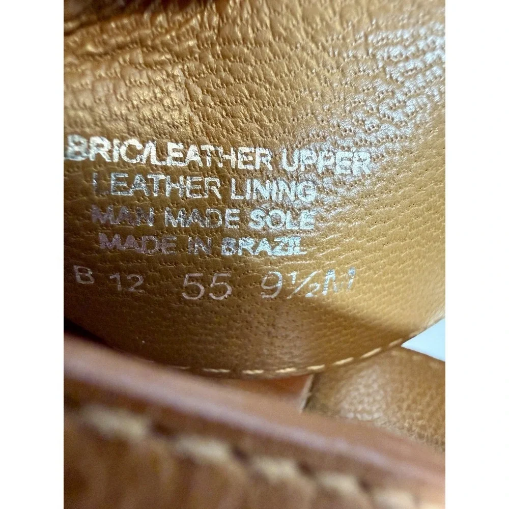 Tory Burch Regan Cork Wedge T Logo Brown Leather Sandal's Women's Size 9.5